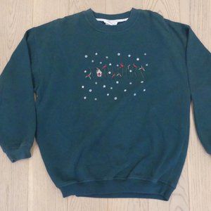 Cottage Essentials By Northern Reflections Snowflakes Green Large Sweatshirt